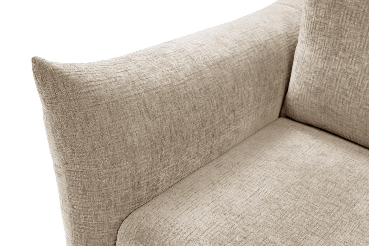 BETTSOFA UNO Beige Chenille-Stoff mit Schlaffunktion - Beige, Holz (240/90/108cm) - MASSENO