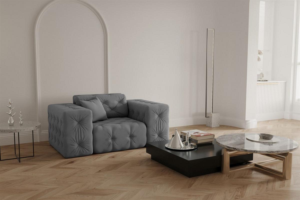 SOFASET Chantal - Grau, Holzwerkstoff/Textil (251/78/96cm) - Fun Möbel