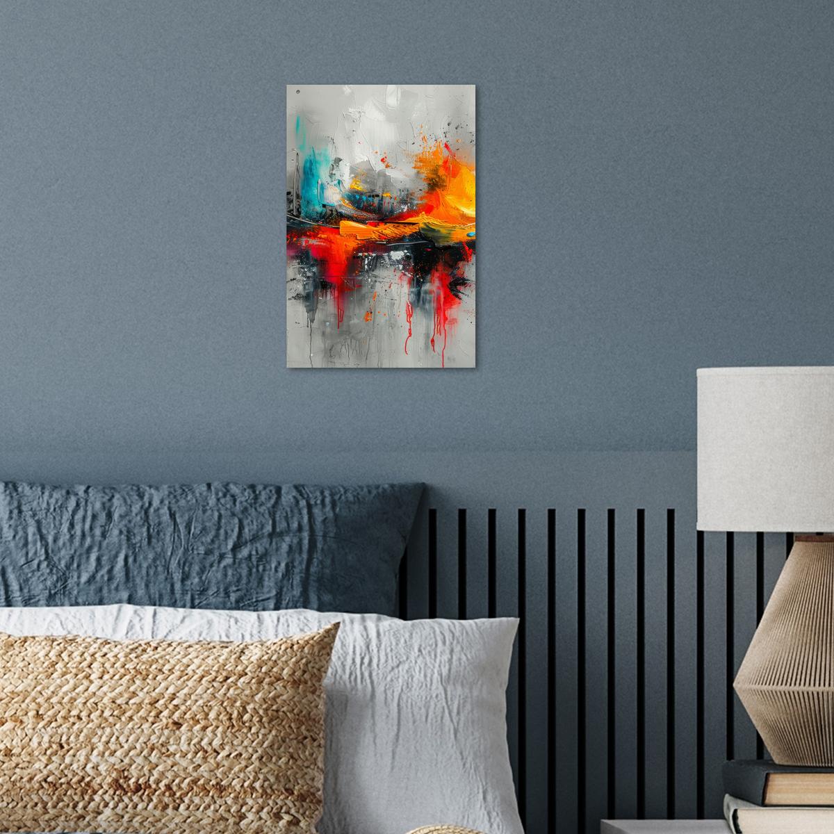POSTER Moderne Kunst - Orange - Grau - Abstrakt Room Decor 20x30 cm - Hellgrau, Papier (20/30/0.1cm) - MuchoWow