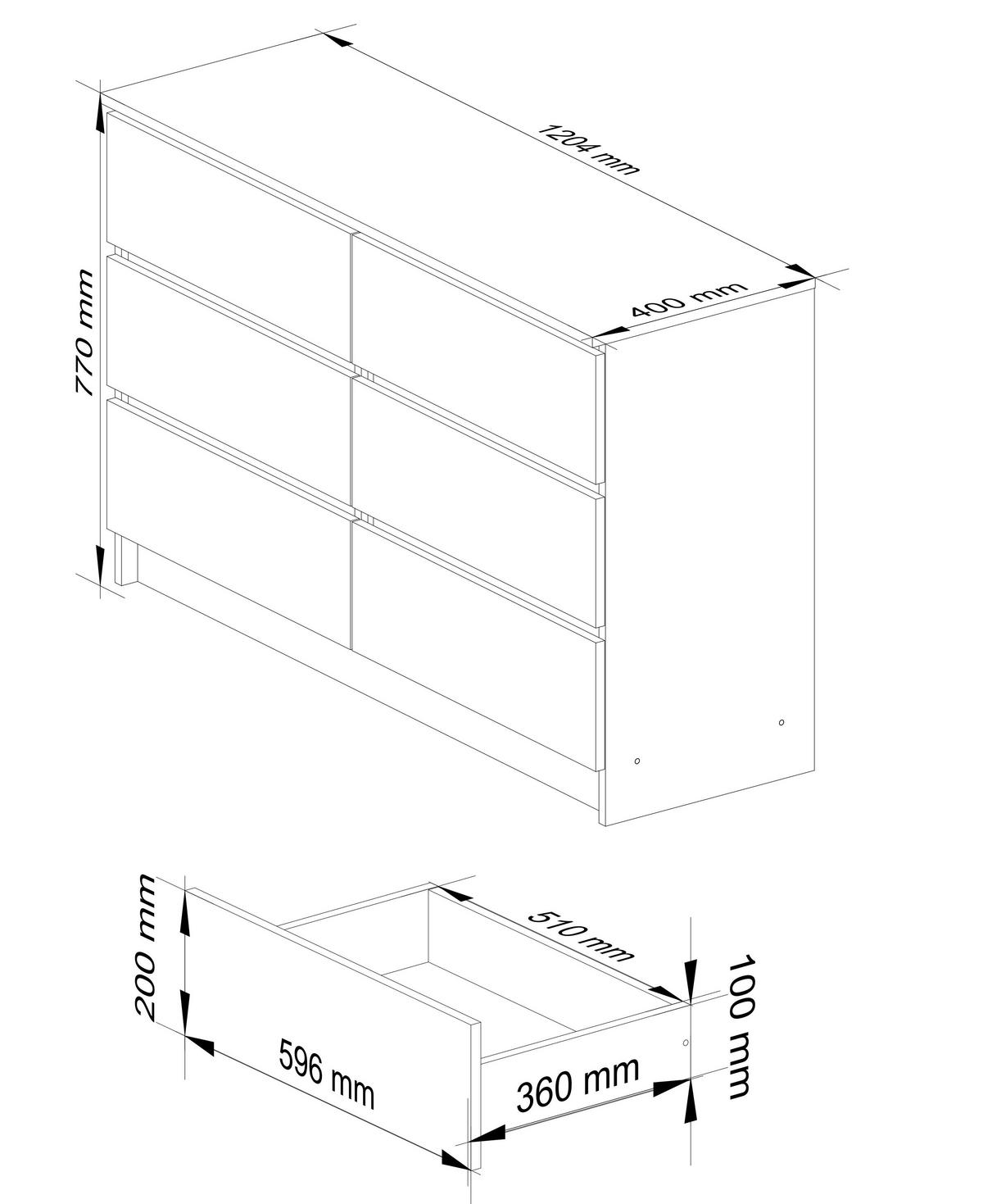 KOMMODE Weiß, Graphit Grau 77/120/40 - Anthrazit/Weiß, Holzwerkstoff (120/77/40cm) - RAUMHIRSCH FURNITURE