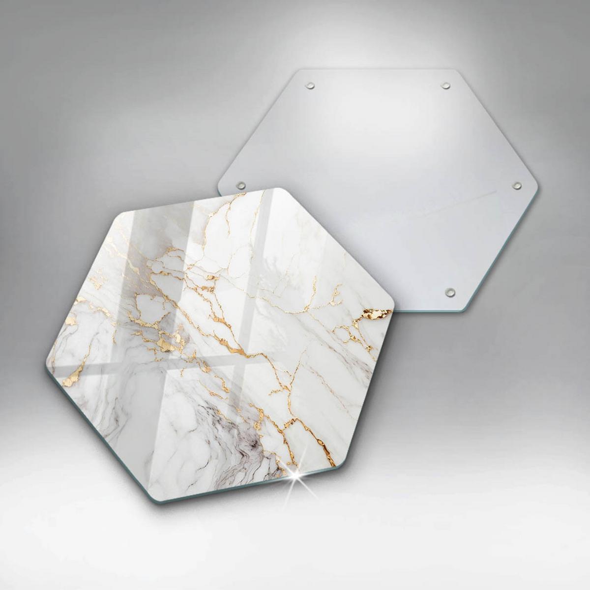 GLASPLATTE 40 cm Heller Marmor mit Gold - Creme, Glas (40/40cm) - Wallfluent