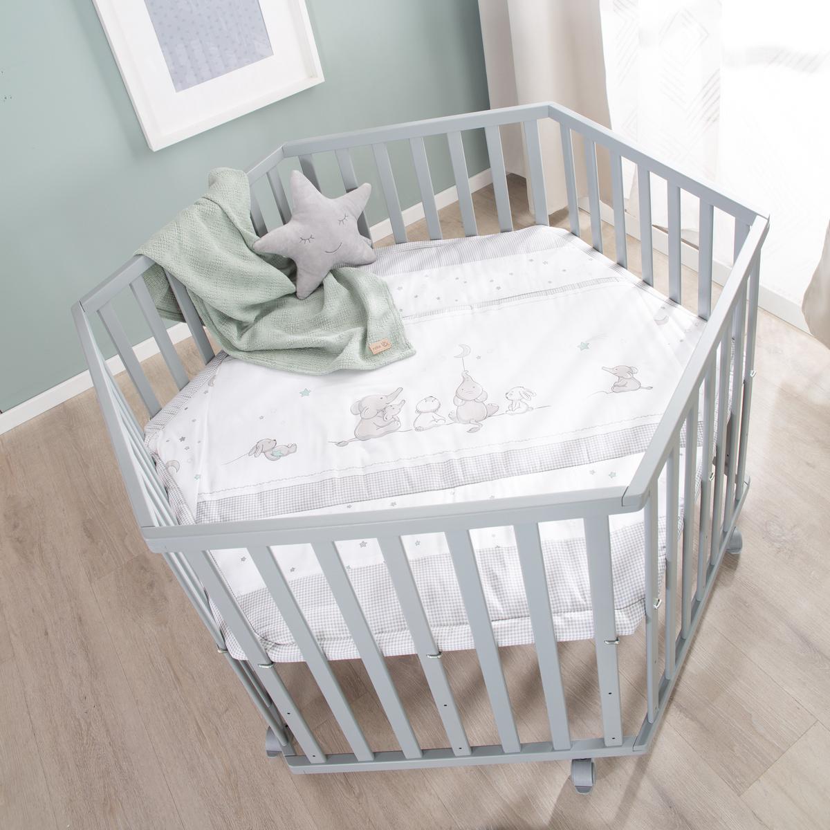 LAUFGITTER 6-eckig Sternenzauber - Taupe, Holzwerkstoff (118.5/72.5/103.5cm) - Roba