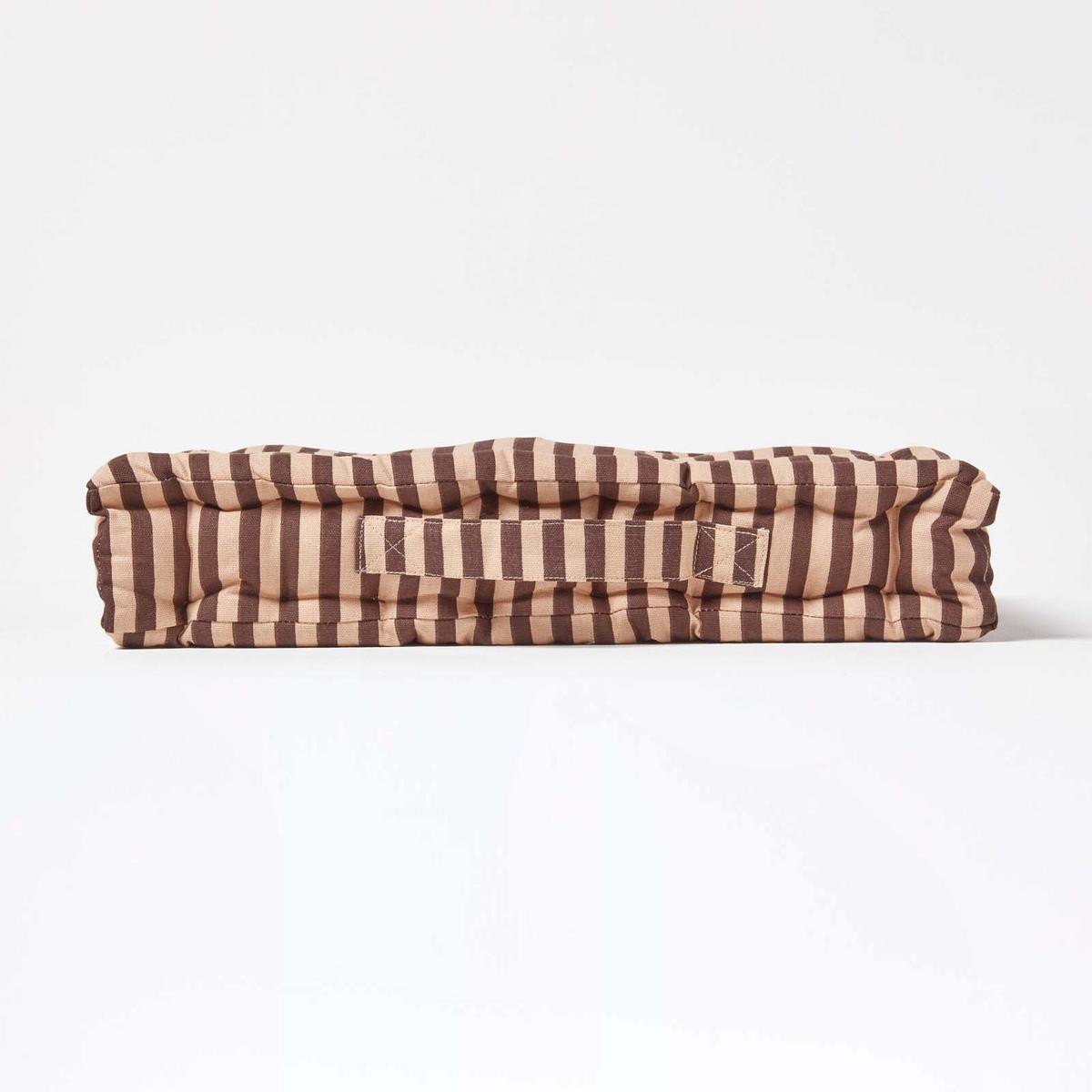 SITZKISSEN braun-beige gestreift 40/40/8 cm - Braun, Textil (40/40/8cm) - Homescapes