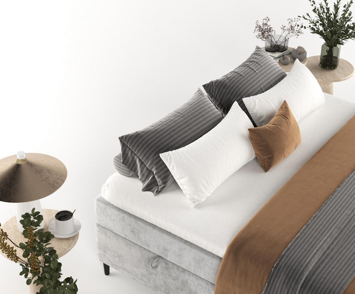 BOXBETT Theo 160/200 cm Hellgrau im Lotta Stoff - Hellgrau/Schwarz, Holz/Holzwerkstoff (160/200cm) - AltaBeds