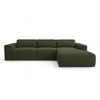 ECKSOFA L Form Ruyam Grün 310/165/78 cm – Schlaffunktion Rechts - Schwarz/Grün, Kunststoff/Textil (310/170cm) - AX Living