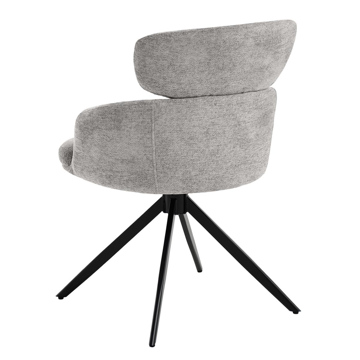 DREHSTUHL Tuso, Polsterstuhl mit Armlehnen und Kopfstütze, Bouclé-Stoff, Hellgrau - Hellgrau/Schwarz, Metall (49/81/55cm) - Beautysofa