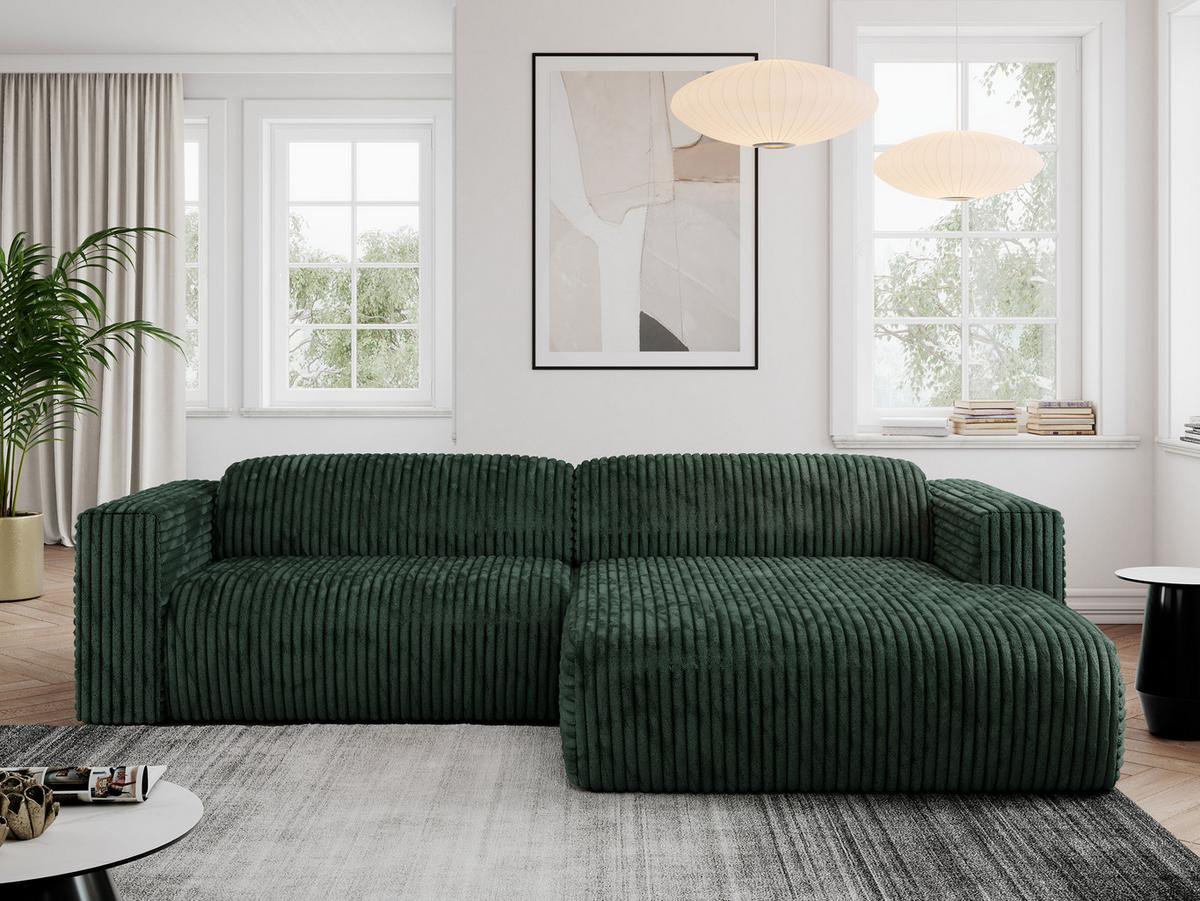 OFERTA WYCOFANA ECKSOFA PASADENA Grün Cord Rechts Seite - Schwarz/Grün, Kunststoff/Textil (288/180cm) - MKS