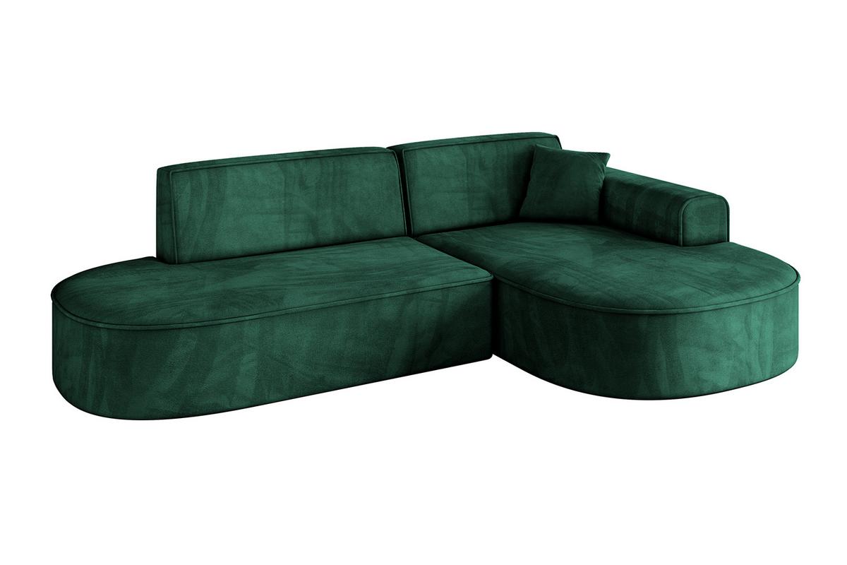 ECKSOFA Ottomane Rechts MARI-L1 - 243x171x79 cm Grün Velours - Schwarz/Grün, Holzwerkstoff/Kunststoff (171/243cm) - ALTDECOR