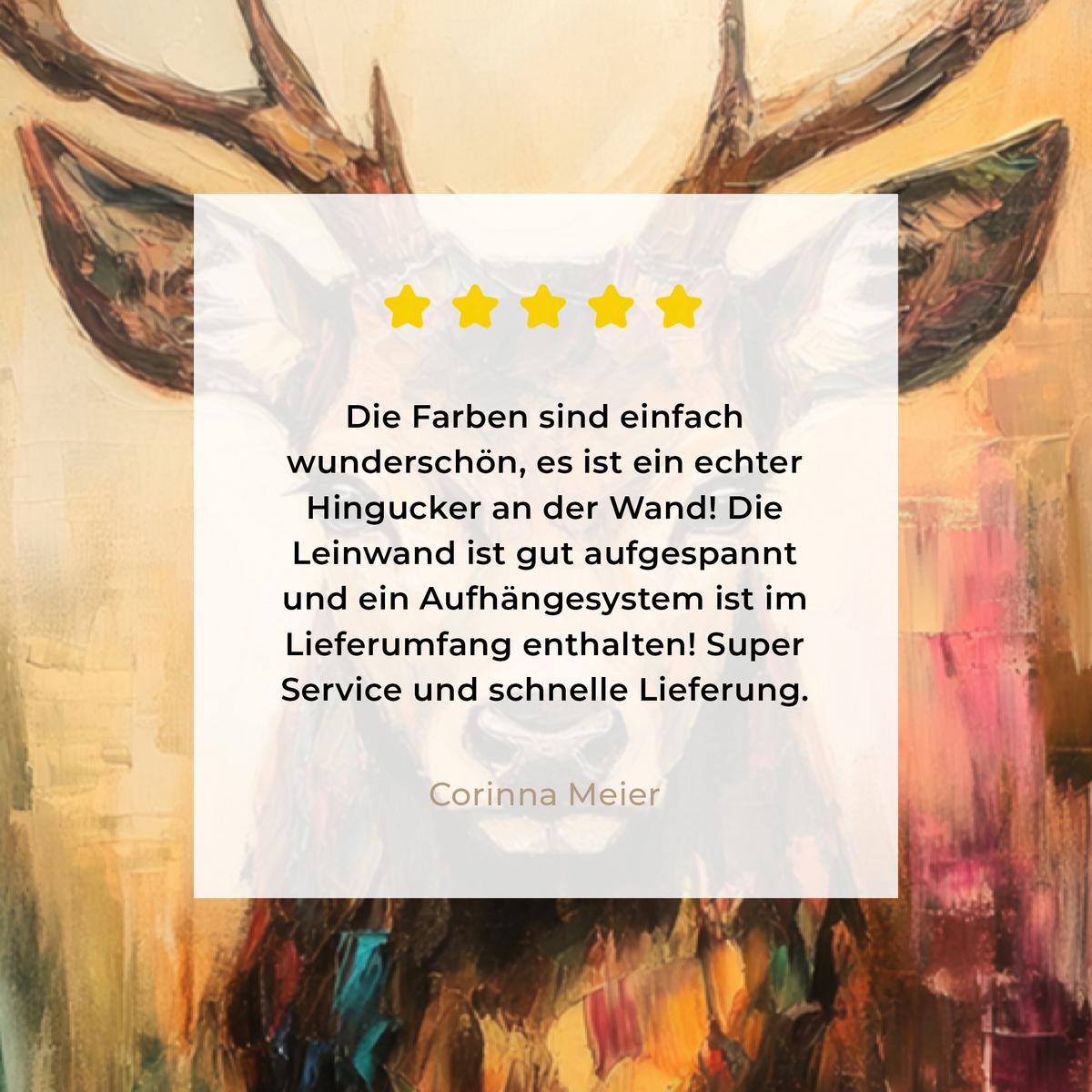 LEINWANDBILD Hirsch - Gemalt - Geweih - Braun Deko Wohnzimmer 20x30 cm - Haselnussfarben, Textil (20/30cm) - MuchoWow