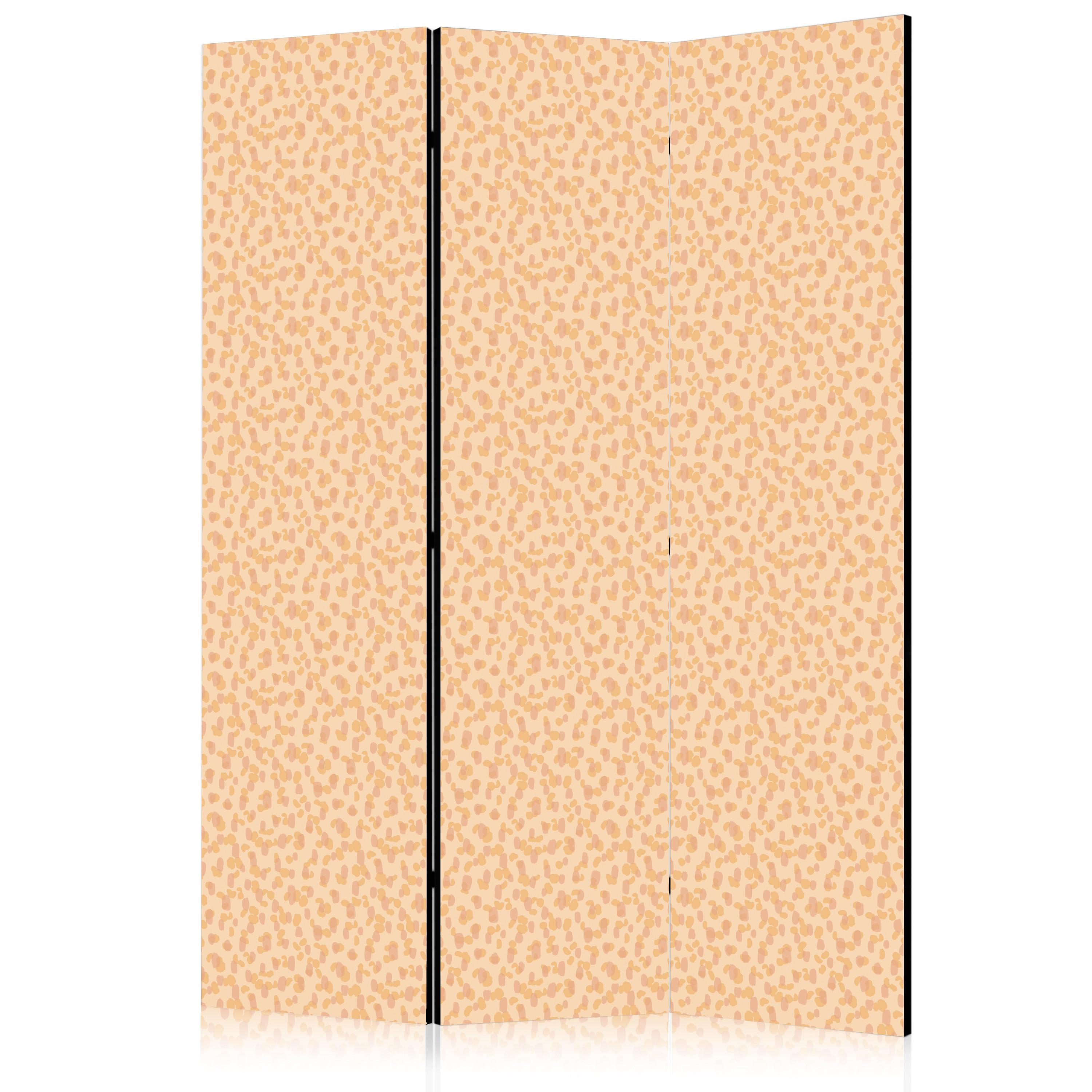 PARAVENT Einseitig Bedruckter 3-tlg 135x172 cm Punkte Muster - Orange, Holz/Textil (135/172/3cm) - Muralo