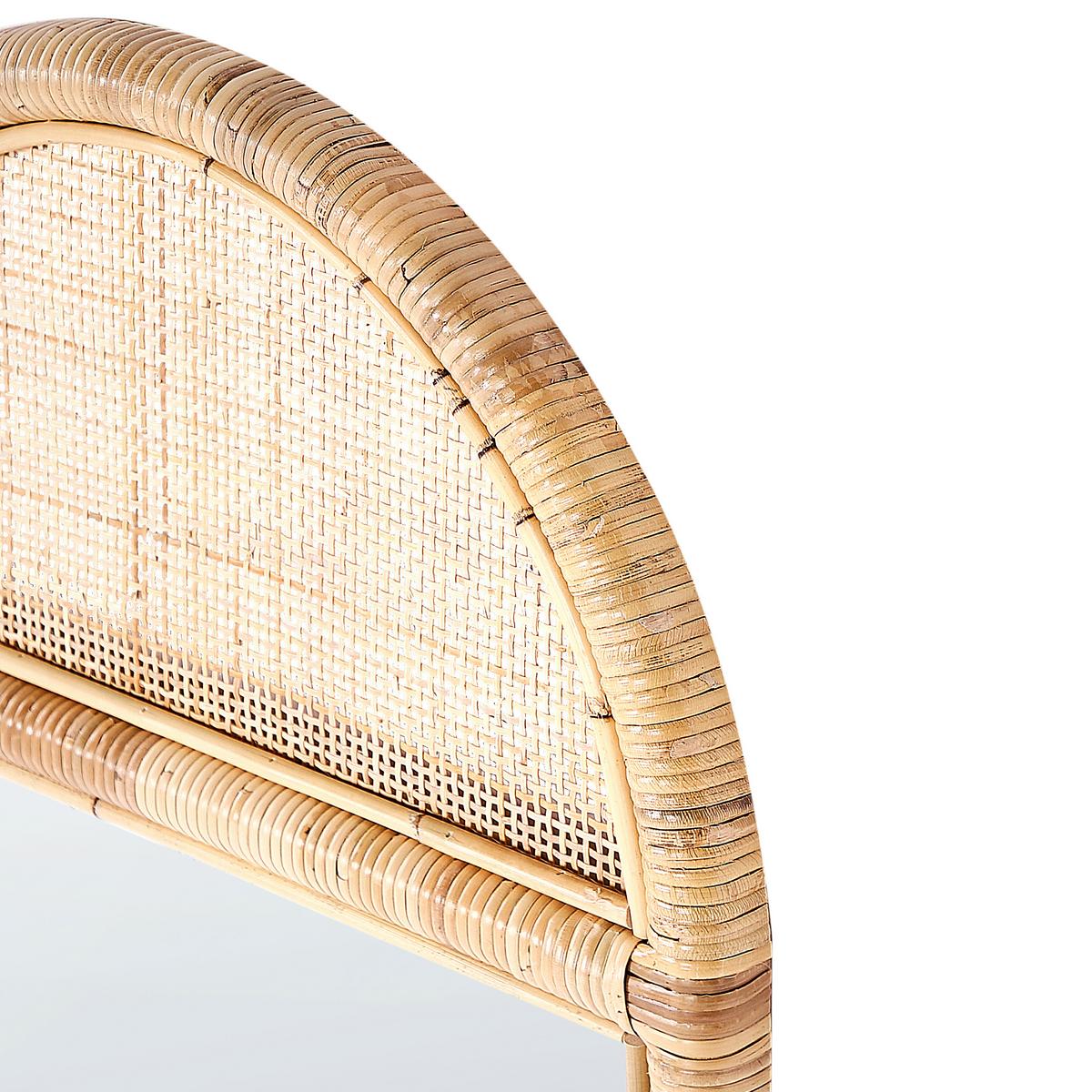 STANDSPIEGEL 150 cm Rattan Naturfarben Barges - Schwarz/Naturfarben, Naturmaterialien (50/150/3cm) - Beliani