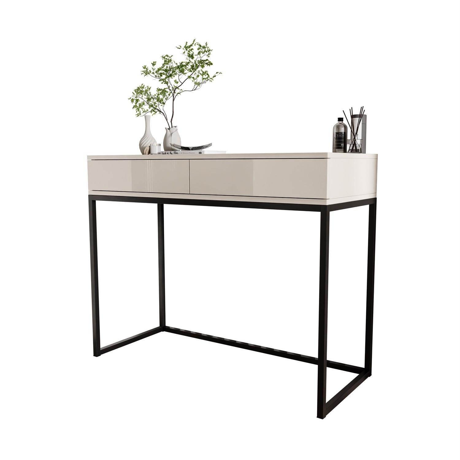 KONSOLE Glamour auf schwarzem Gestell PUSH OPEN - Kaschmir/Schwarz, Holzwerkstoff (100/81/42cm) - Lookway