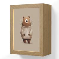 WANDLEUCHTE Bär - Weiße Blumen - Gemütlich 15x20 cm - Taupe, Holzwerkstoff (15/20/8cm) - OnlyWow