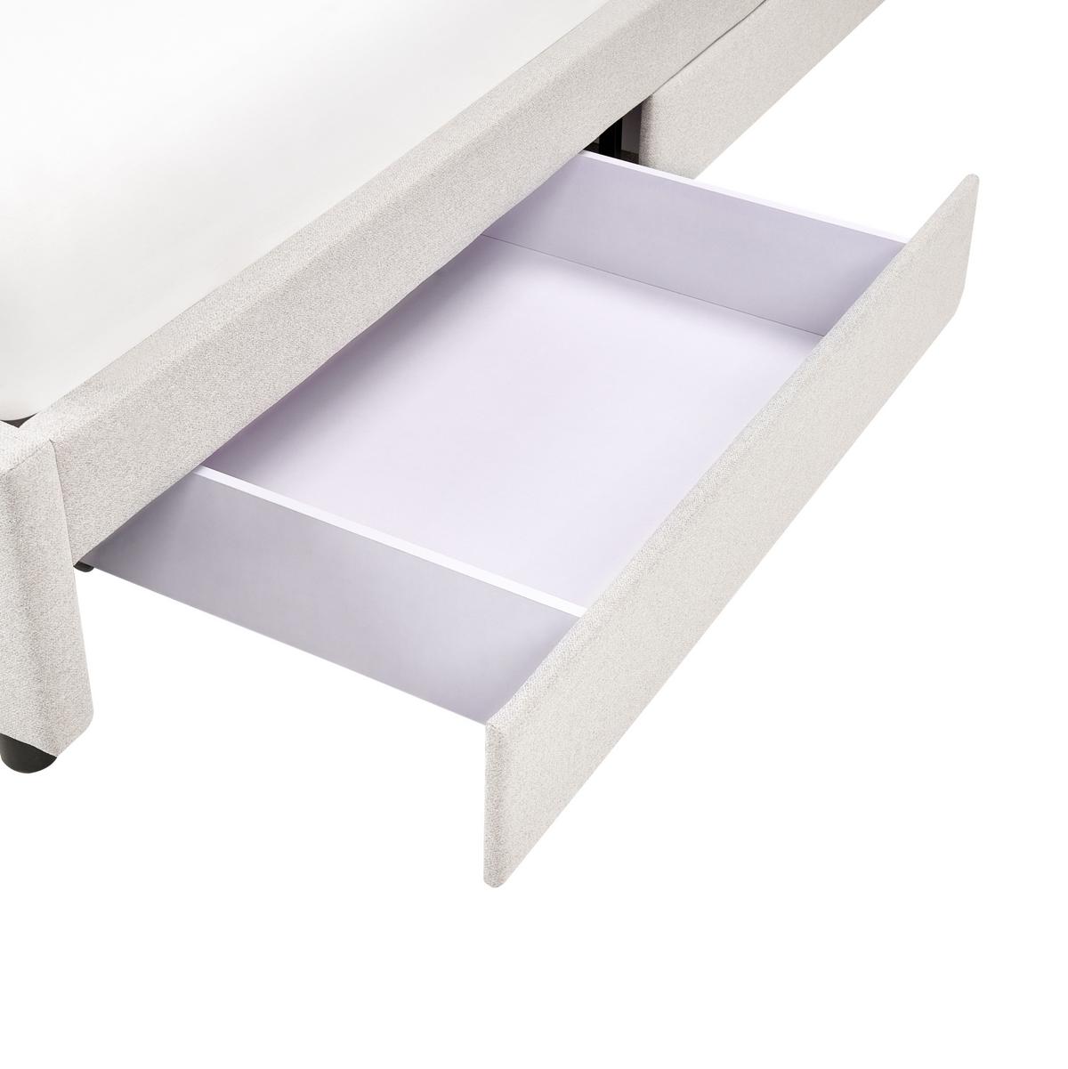 BETT mit Schubladen ohne Kopfteil 140/200 cm Stoff Hellbeige Prades - Beige, Textil (140/200cm) - Beliani