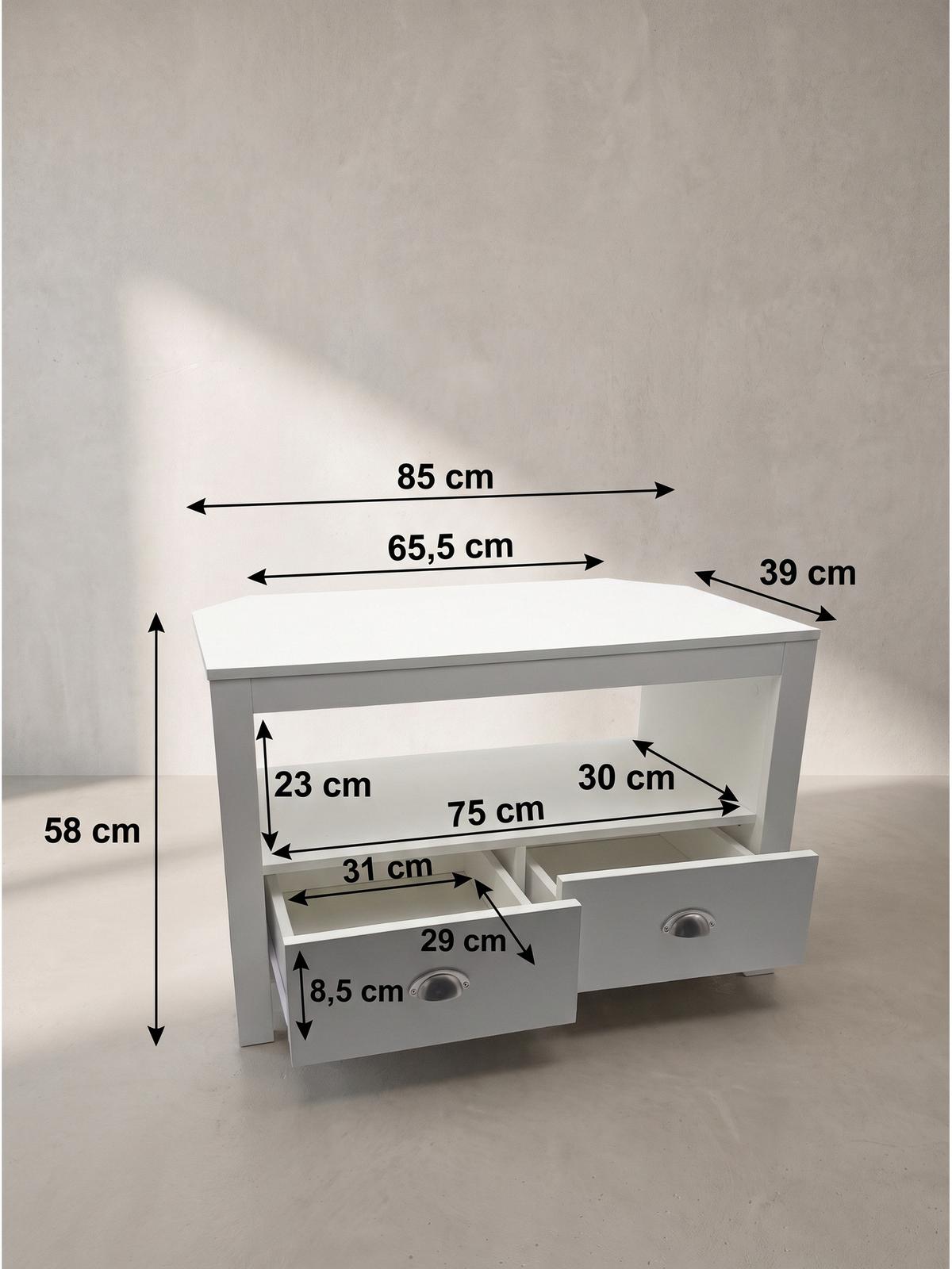 LOWBOARD SIMETO, Spanplatte, mit Stauraum, Weiß, 85 x 39 x 58 cm - Weiß, Holzwerkstoff/Metall (85/58/39cm) - KADIMA DESIGN