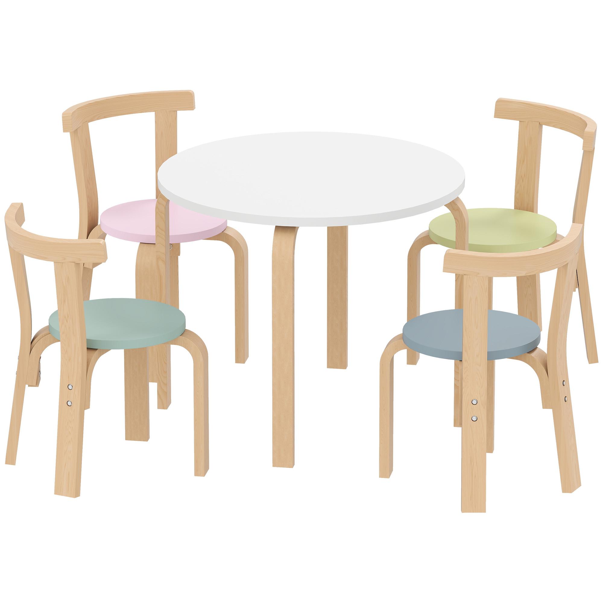KINDERSITZGRUPPE 5er Set Pappelholz Birkenfurnier Mehrfarbig - Multicolor, Holz (60/50/60cm) - AIYAPLAY