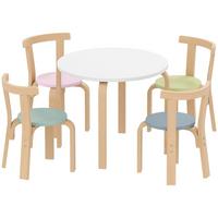 KINDERSITZGRUPPE 5er Set Pappelholz Birkenfurnier Mehrfarbig - Multicolor, Holz (60/50/60cm) - AIYAPLAY