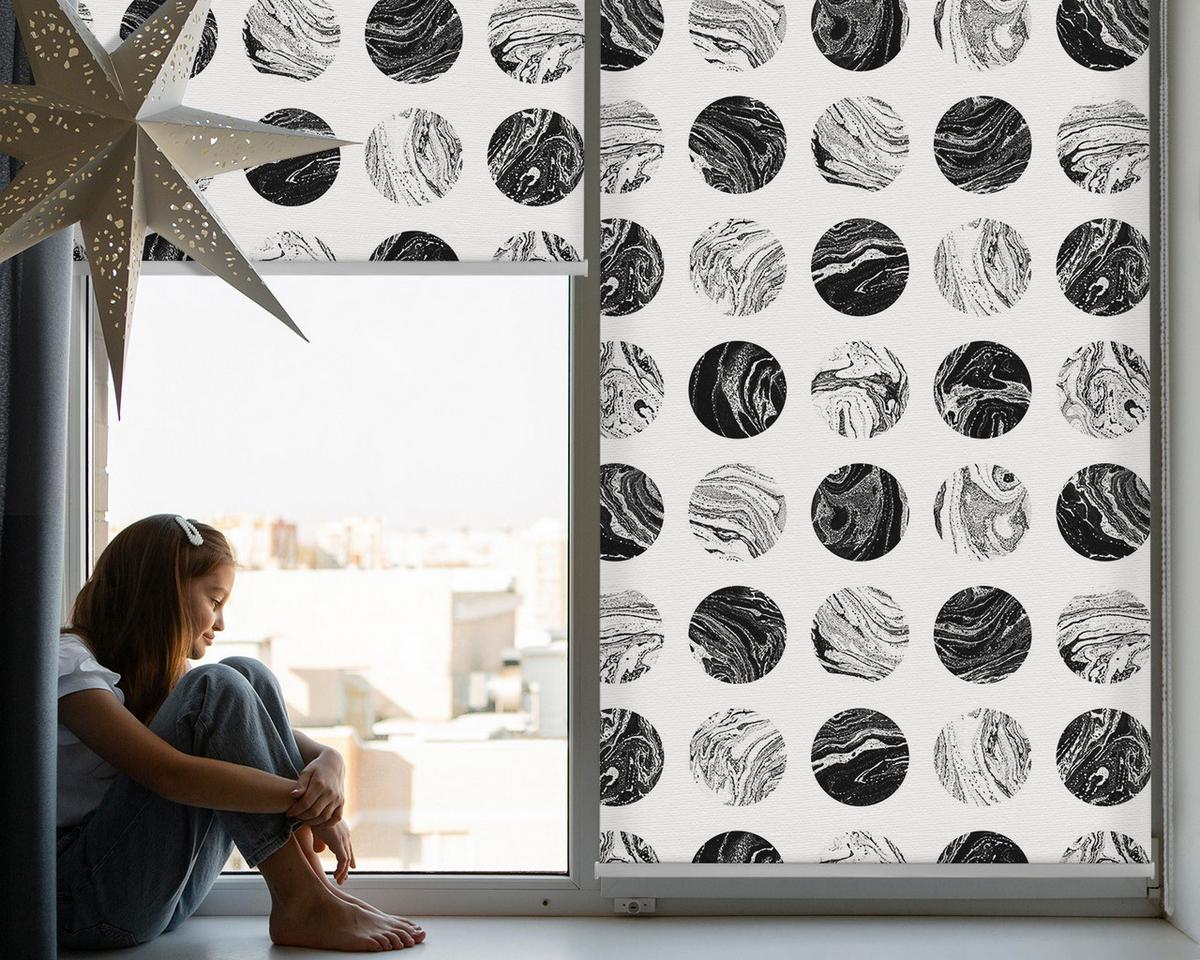 INNENROLLO - Fensterrollo - Rollo - 100x140 cm - Granite Wheels - Schwarz, Kunststoff (100/140/0.5cm) - TULUP