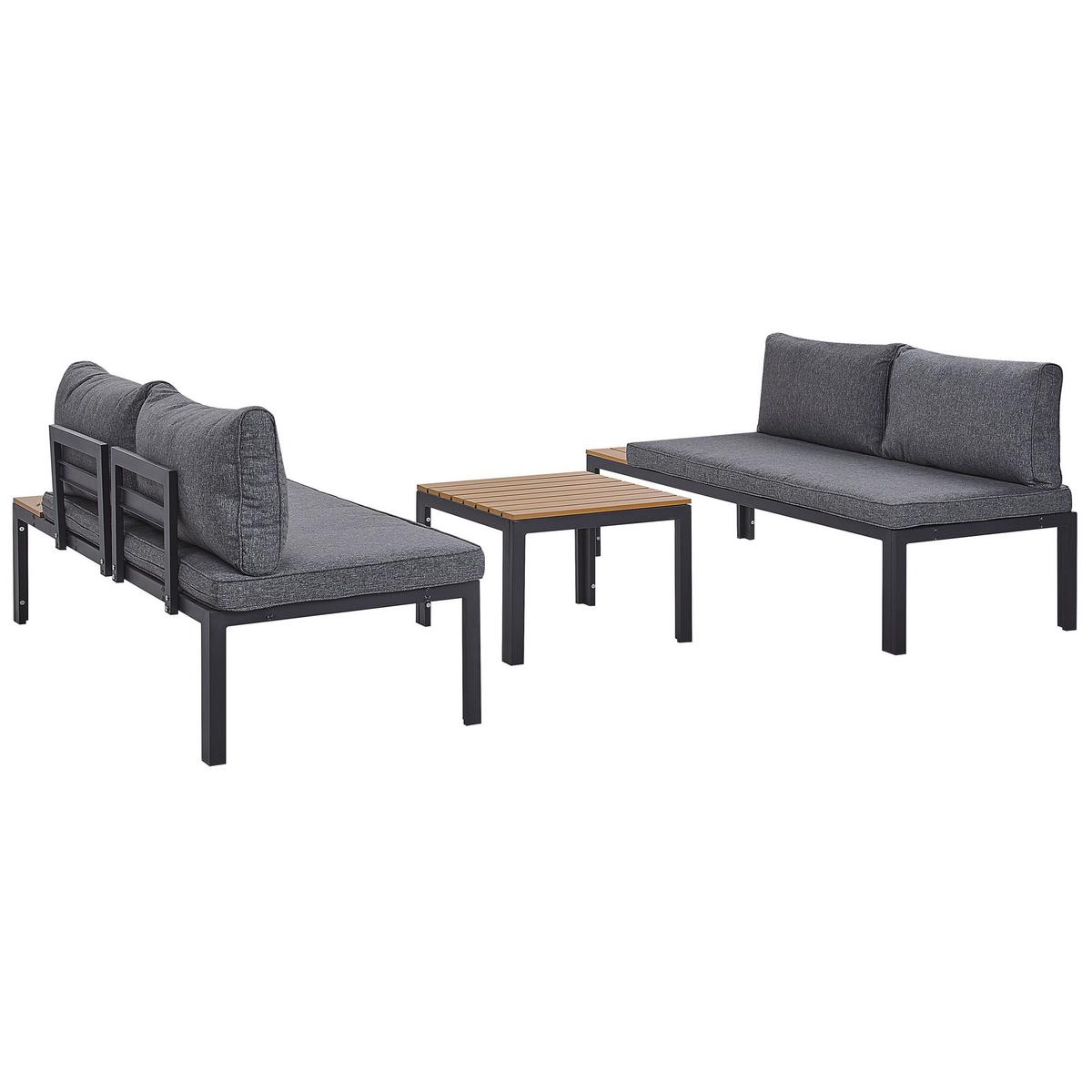 LOUNGE-SET 4-Sitzer schwarz modular Pienza - Schwarz, Holzwerkstoff - Beliani