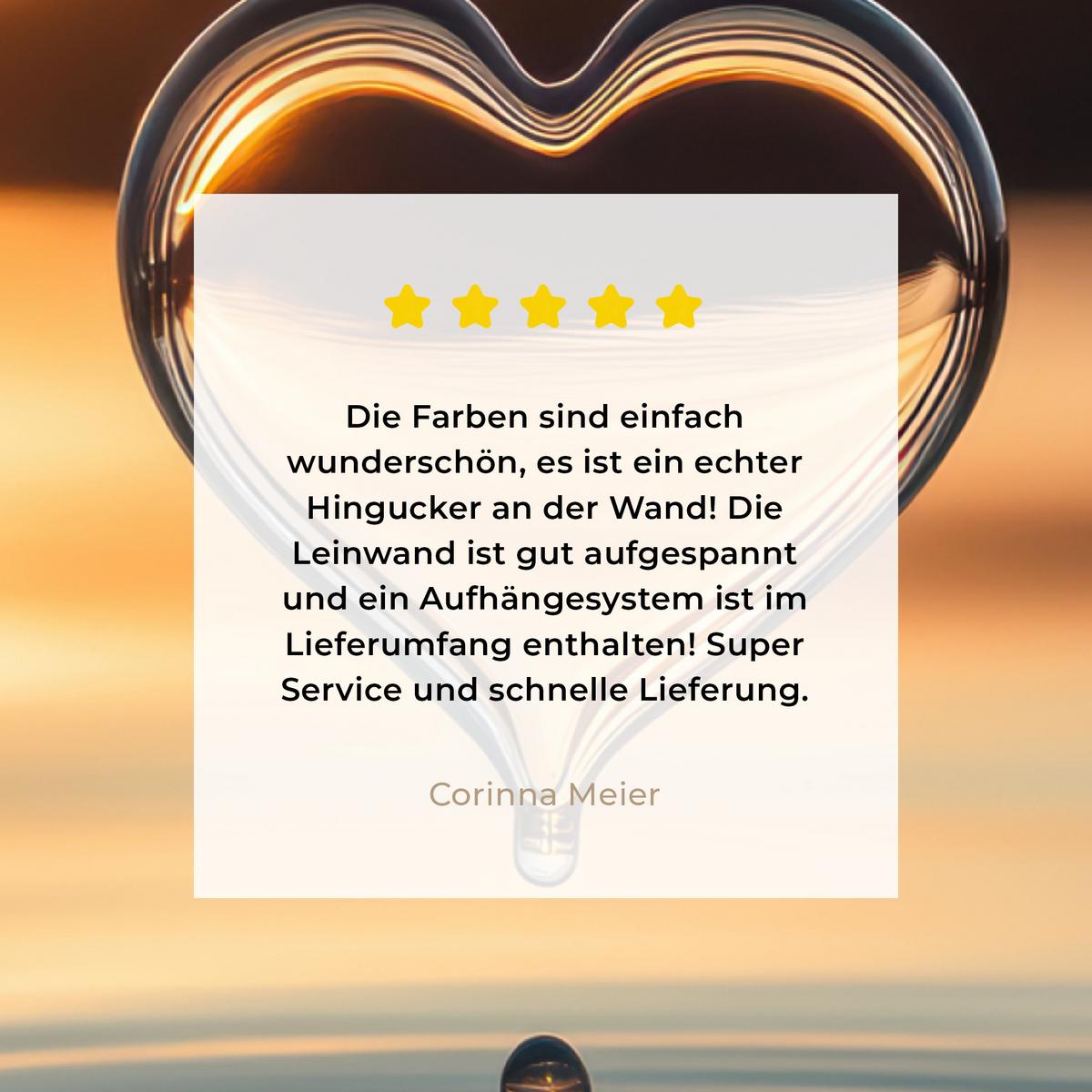 LEINWANDBILD Herz - Wasser - Sonnenuntergang - Natur - Zen Wandbilder 80x60 cm - Bernsteinfarben, Textil (80/60cm) - MuchoWow