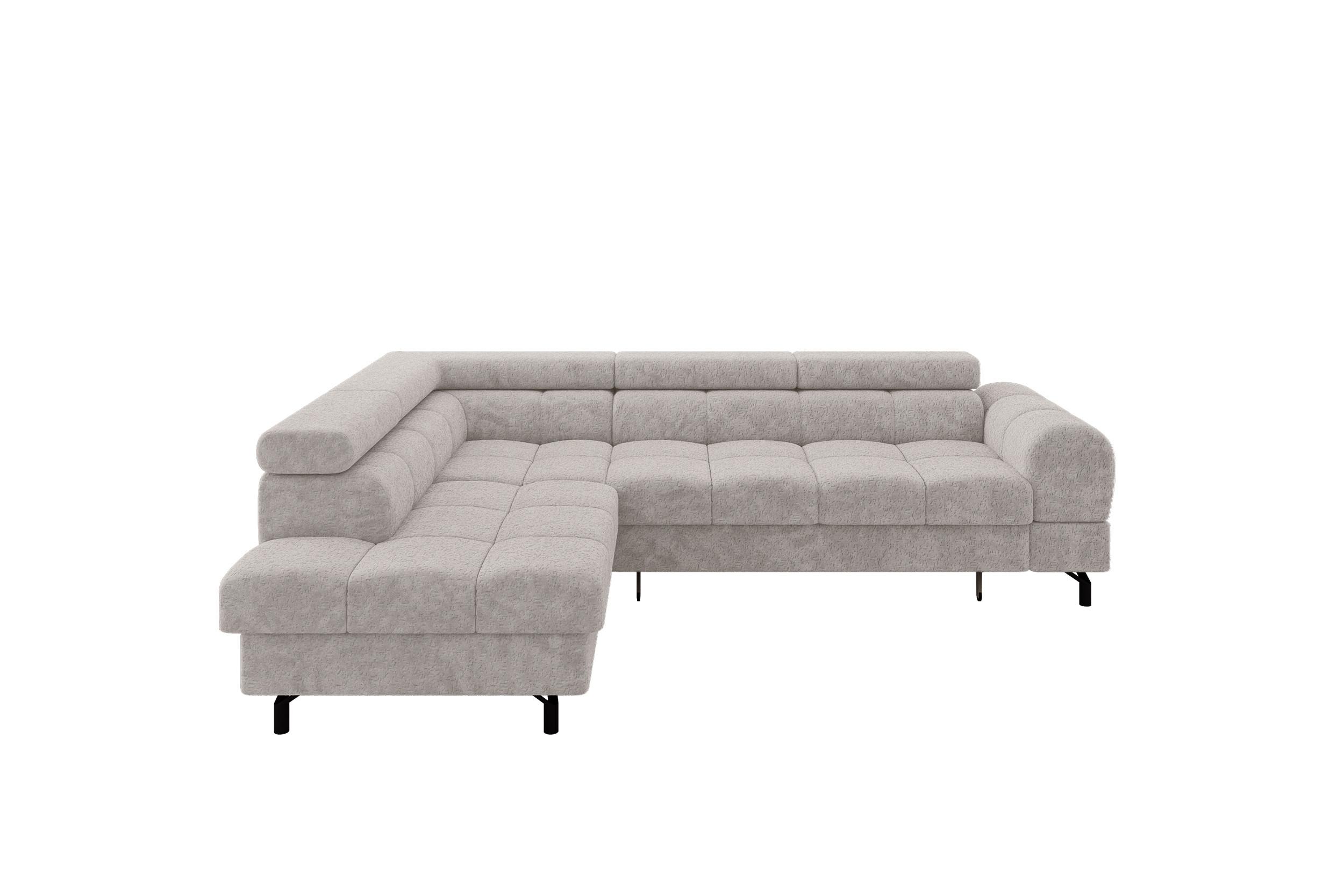 ECKSOFA mit Schlaffunktion Ottomane Links LUMA-L 272x203x70 Hellgrau Velours - Hellgrau/Schwarz, Holzwerkstoff/Kunststoff (272/203cm) - ALTDECOR