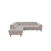 ECKSOFA mit Schlaffunktion Ottomane Links LUMA-L 272x203x70 Hellgrau Velours - Hellgrau/Schwarz, Holzwerkstoff/Kunststoff (272/203cm) - ALTDECOR
