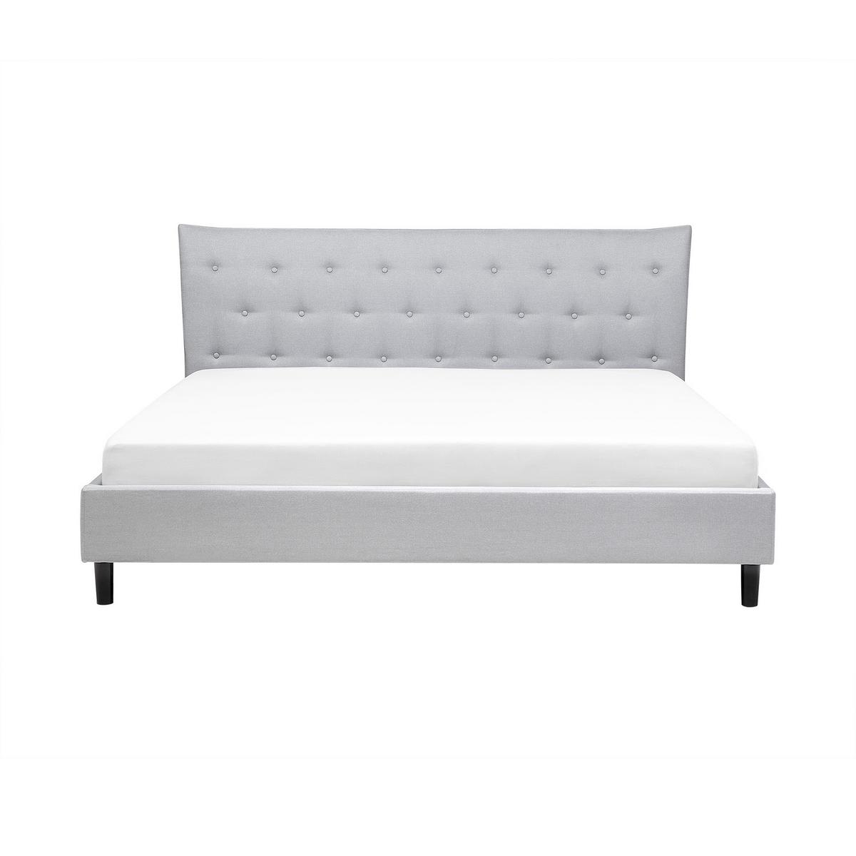 POLSTERBETT mit Lattenrost 180x200 cm Grau Saverne - Hellgrau, Textil (180/200cm) - Beliani