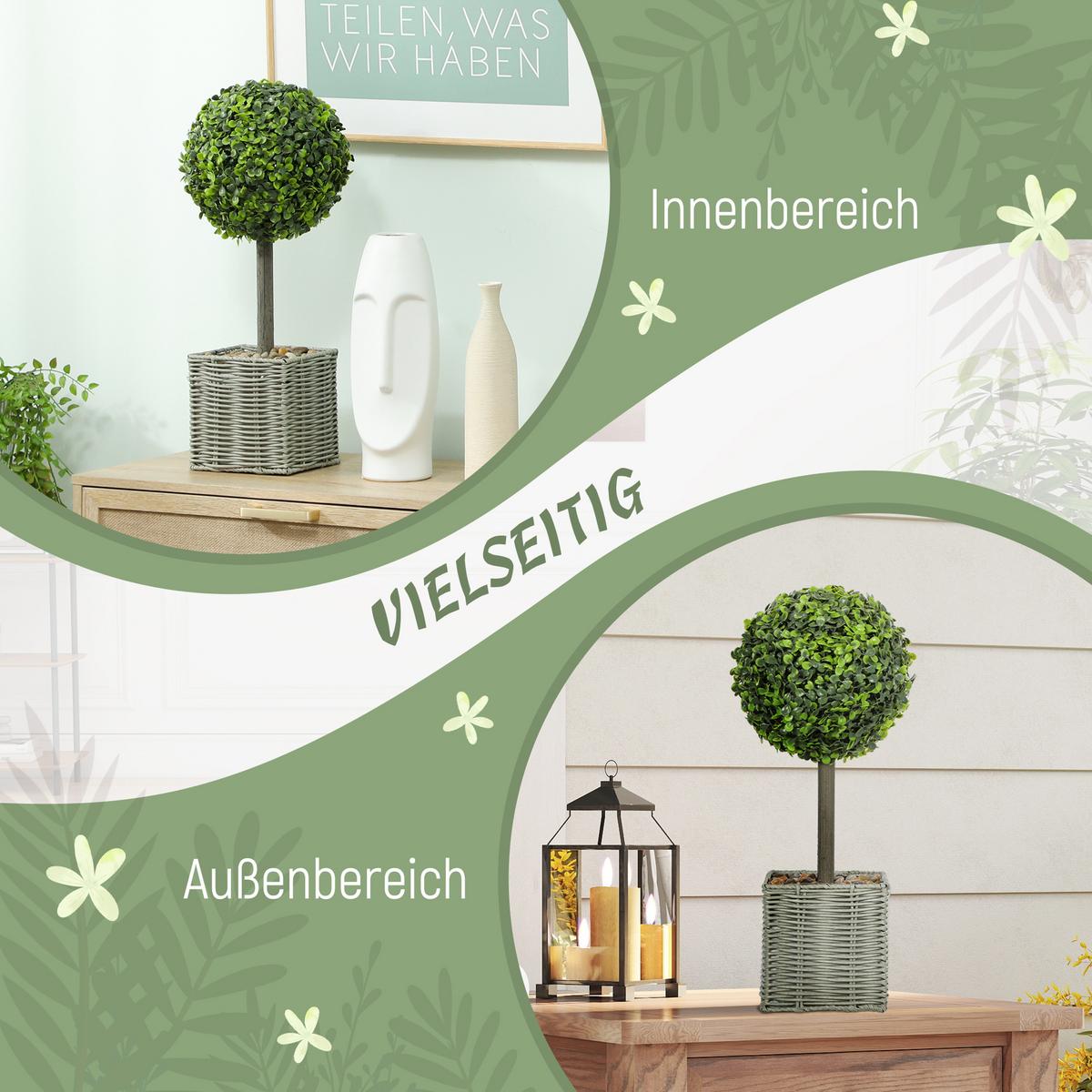 KUNSTPFLANZE 2er Set Kunststoff Zement Grün - Grün, Kunststoff (50cm) - HOMCOM