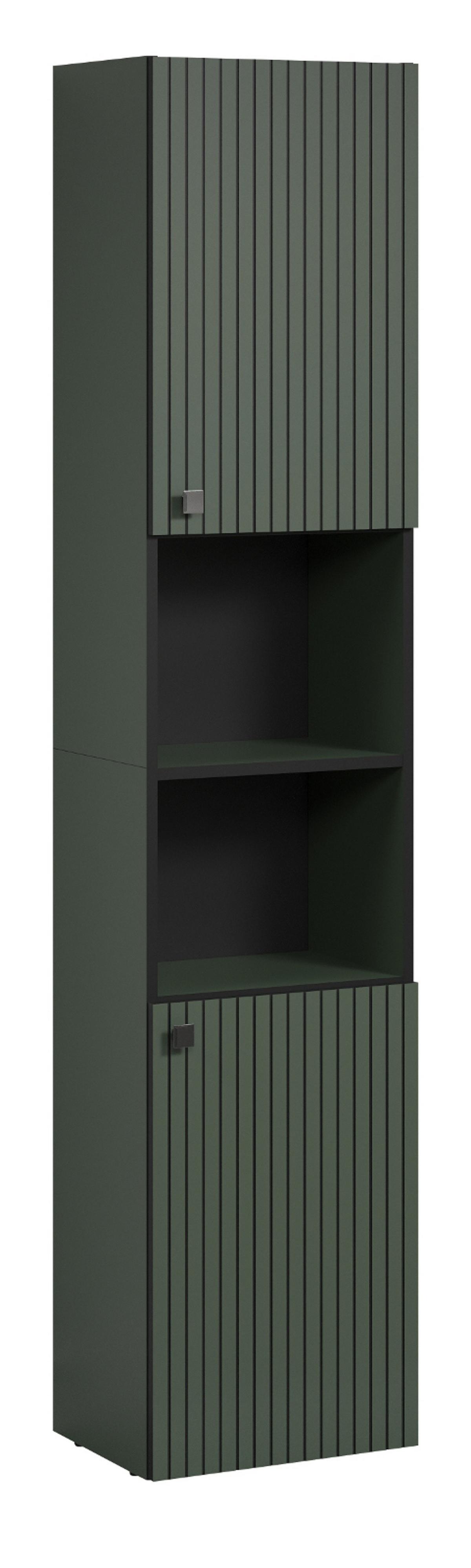HOCHSCHRANK grün 70 x 186 cm, Badschrank mit viel Stauraum - Schwarz/Grün, Holzwerkstoff/Metall (31/186/40cm) - Top.Furn
