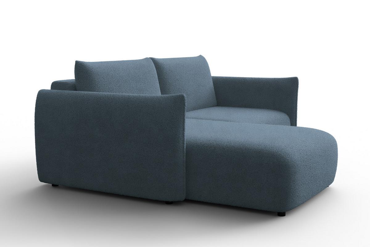 ECKSOFA TAUER 3-Sitzer LINKS, Bouclé-Stoff blau - Blau/Schwarz, Holz/Textil (173/206cm) - Courtois Laville