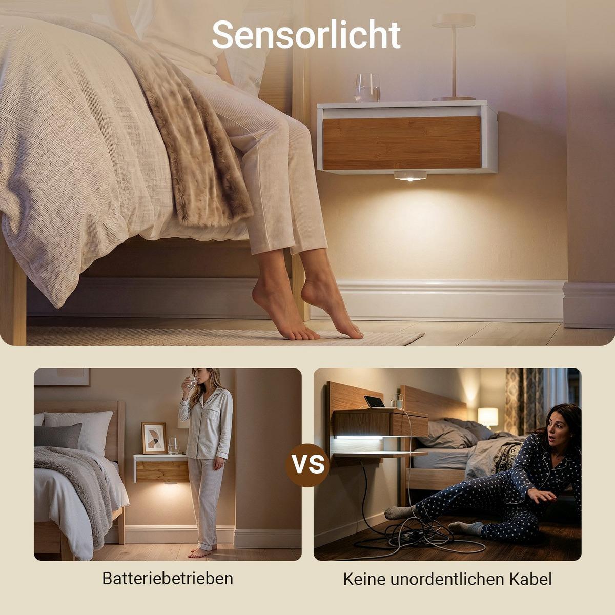 SCHWEBENDER-NACHTTISCH mit Schublade, Wandregal 40x29,8x15,6cm - Weiß/Naturfarben, Holzwerkstoff (40/11/30cm) - SoBuy