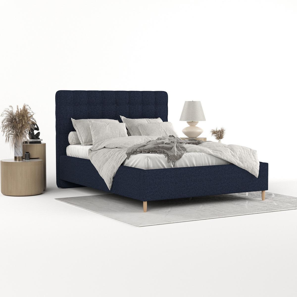 POLSTERBETT Paloma 180/200 cm Marineblau im Riva Stoff - Naturfarben/Dunkelblau, Holz/Holzwerkstoff (180/200cm) - AltaBeds