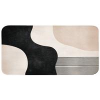 BADEMATTE Abstrakt - Japandi - Beige - Modern 120x60 cm - Beige/Schwarz, Textil (120/60cm) - OnlyWow