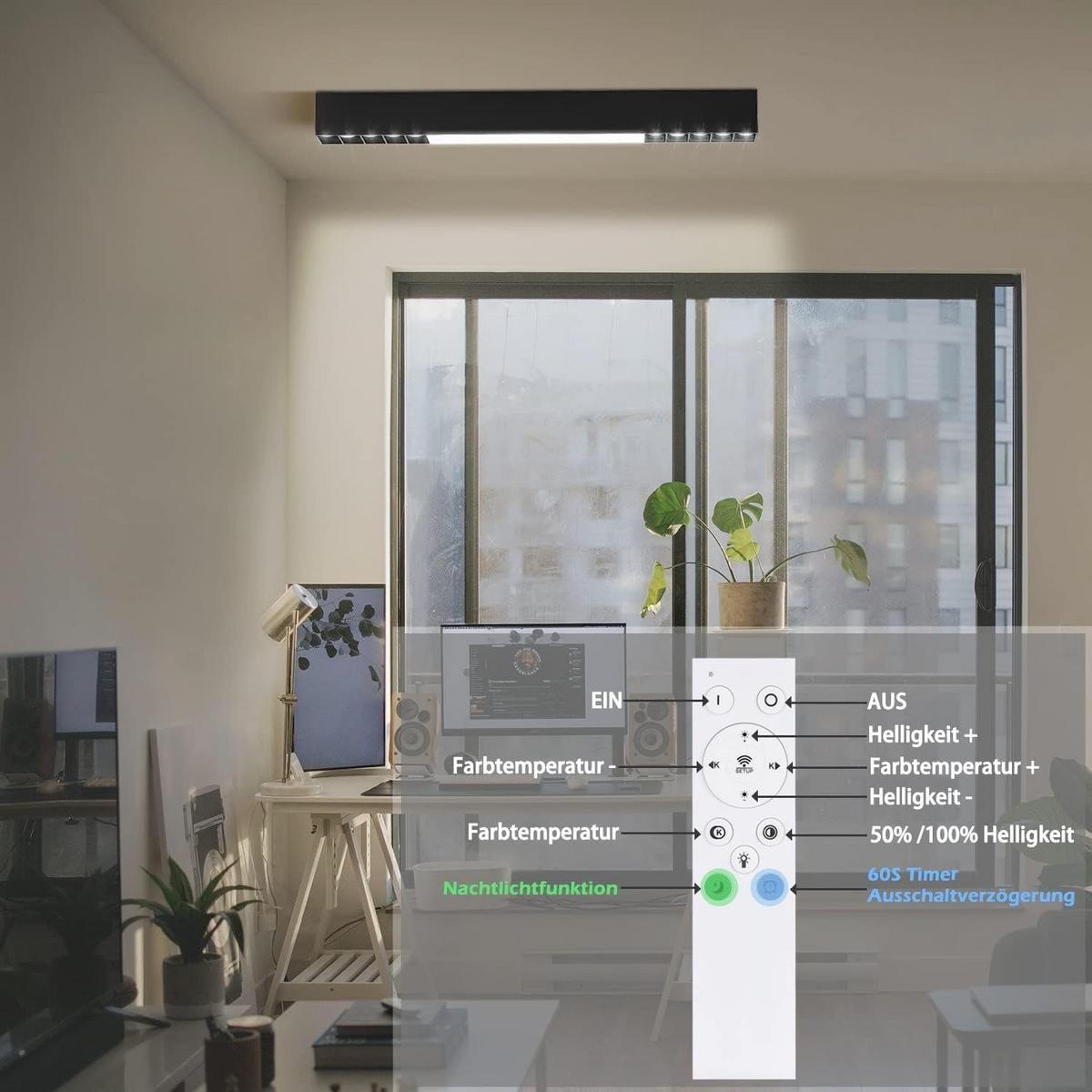 LED-DECKENLEUCHTE Ritter 53/3.5/5.5 cm - Schwarz, Metall (3.5/53/5.5cm) - Nettlife