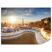 FOTOTAPETE für Wohnzimmer Sonnenaufgang Barcelona Denkmäler 300x210 - Gelb/Beige, Papier (300/210cm) - Muralo