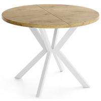 ESSTISCH Della runder ausziehbarer, Lancelot Eiche 100-180/100/76 cm - Eichefarben/Weiß, Holzwerkstoff/Metall (100/180/76cm) - WFL GROUP