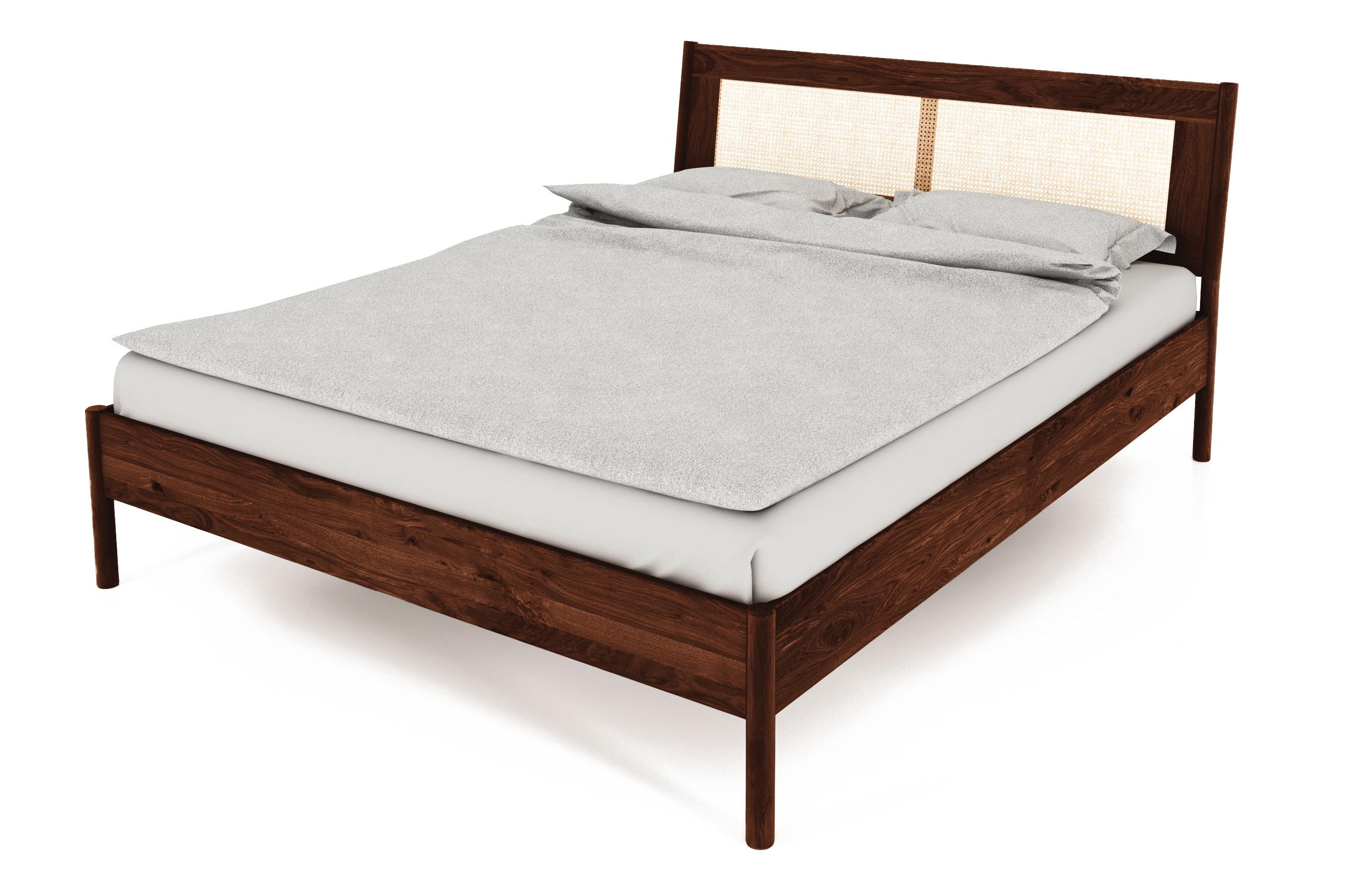 BETT MIT RATTANKOPFTEIL INA 80x200 Wildeiche - Dunkelbraun, Holz (80/200cm) - byoak