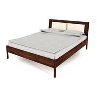 BETT MIT RATTANKOPFTEIL INA 180x220 Wildeiche - Dunkelbraun, Holz (180/220cm) - byoak
