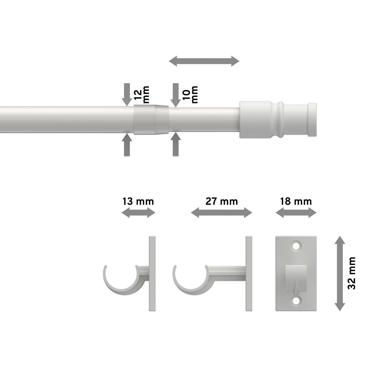 SCHEIBENSTANGE / CAFÉHAUSSTANGE Sora 85-135 cm, 12 / 10 mm Ø, Weiß - Weiß, Kunststoff/Metall (3.5/3.2/135cm) - INTERDECO