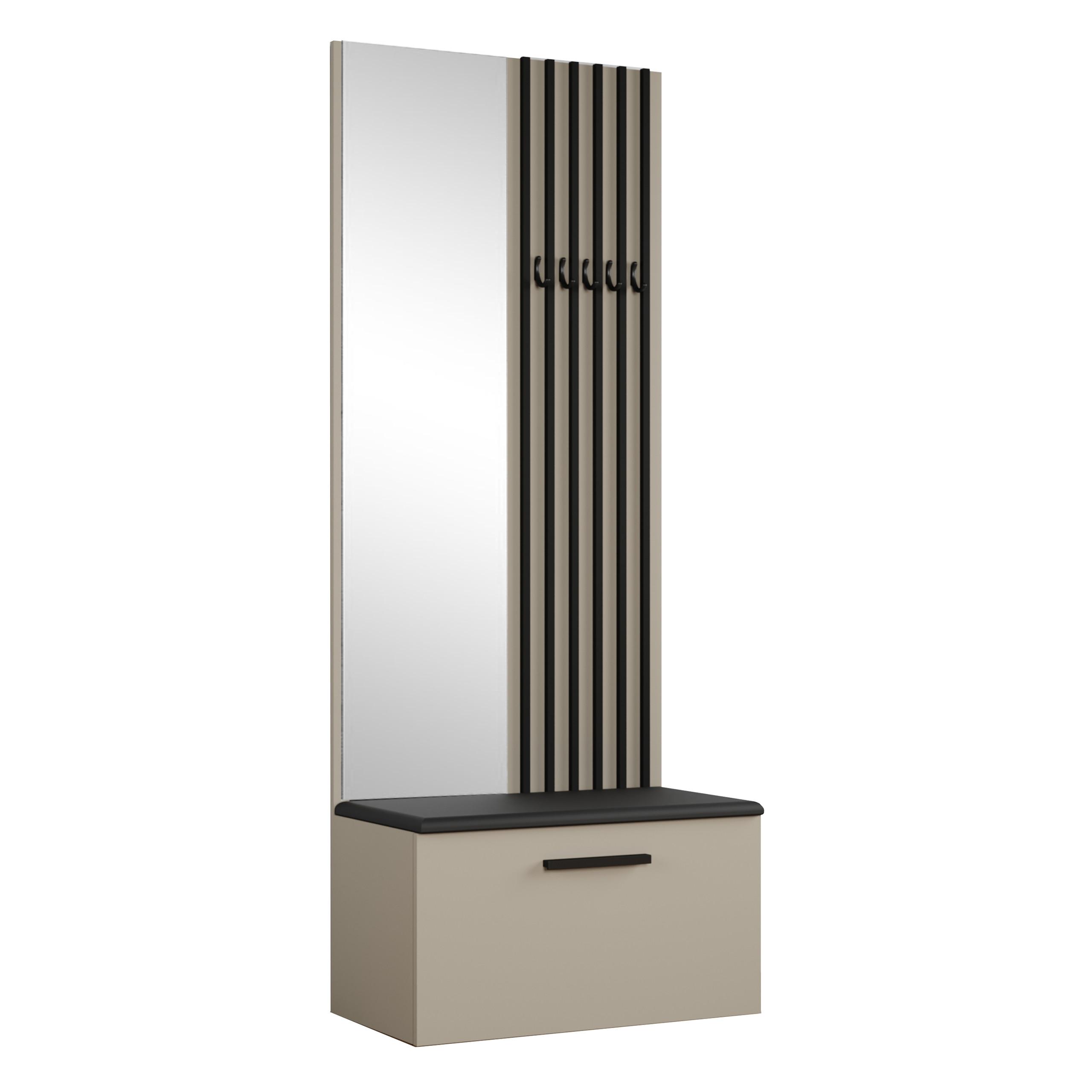 GARDEROBENSCHRANK MODULO 80,6/204/40 cm Modern Garderobe-Set Kaschmir - Kaschmir/Schwarz, Holzwerkstoff (80.6/204/40cm) - MASSENO