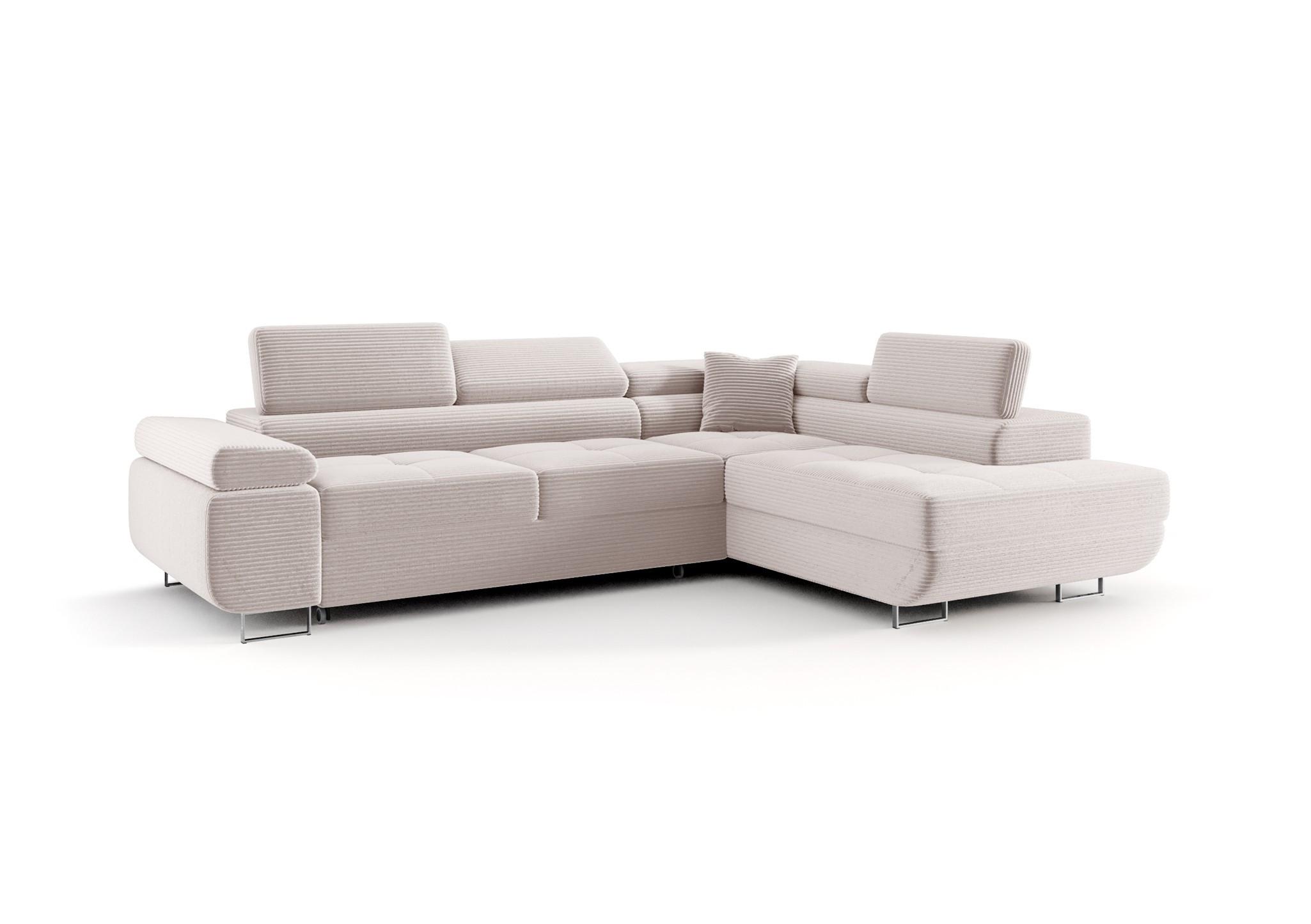 ECKSOFA Monaro Mit Schlaffunktion - Weiß, Holzwerkstoff/Textil (275/202cm) - Fun Möbel
