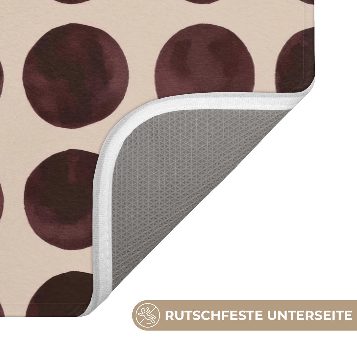 BADEMATTE Polka dots - Muster - Braun 120x60 cm - Bordeaux, Textil (120/60cm) - OnlyWow