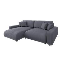 ECKSOFA Emma Grau Cord - Ottomane links - Grau, Textil (234/170cm) - S-Style Möbel