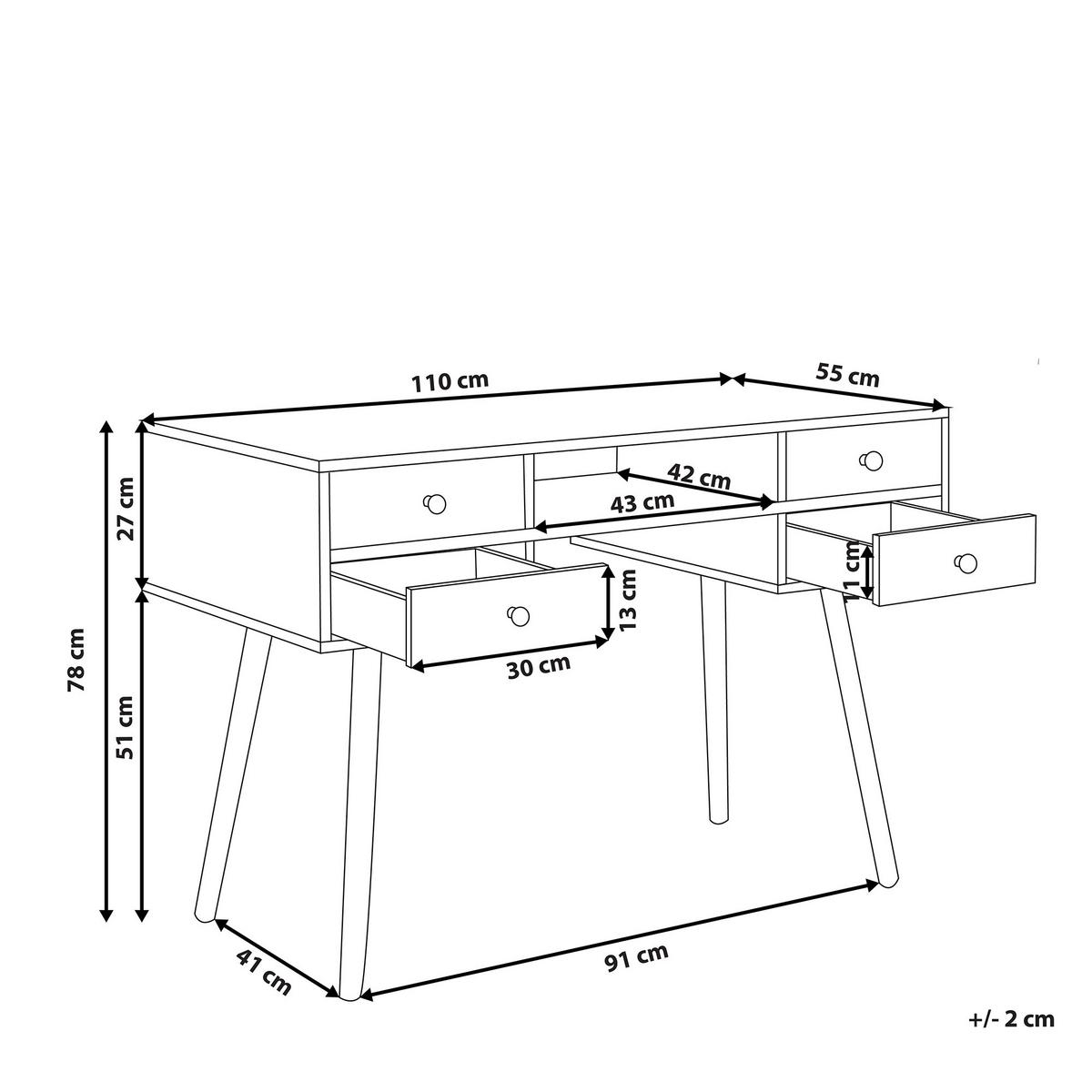 SCHREIBTISCH weiß 110/55/78 cm Levin - Weiß, Holzwerkstoff (120/54/78cm) - Beliani