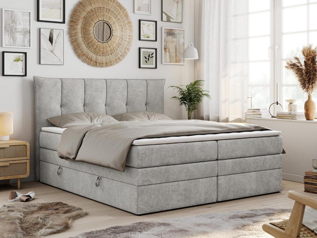 BOXSPRINGBETT PREMIUM 10 KING 200/200 Hellgrau Struktur - H3 - Hellgrau, Holz/Textil (200/200cm) - MKS