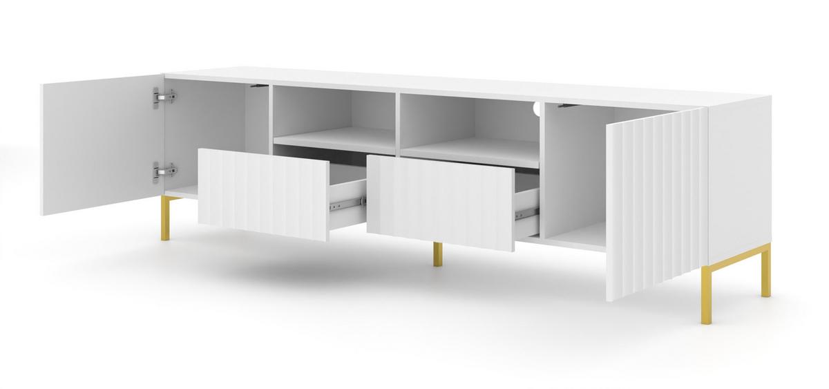 TV LOWBOARD Weiß, Gold 200/56/42 - Weiß, Holzwerkstoff (200/56/42cm) - RAUMHIRSCH FURNITURE
