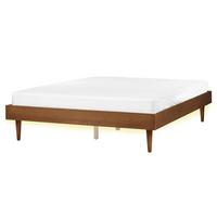 BETT mit LED 160/200 cm MDF-Platte Braun Toucy - Braun, Holz (160/200cm) - Beliani