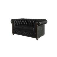 CHESTERFIELD-SOFA 2-sitzer Morin Schwarz vegan Leder - Schwarz/Braun, Holz/Textil (148/72/86cm) - S-Style Möbel