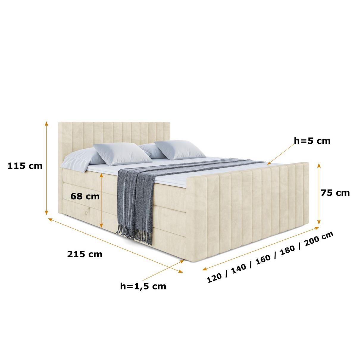 BOXSPRINGBETT EDITA-Z KING - 140x200 - H3/H4 - Beige - Beige, Holzwerkstoff (140/200cm) - ALTDECOR