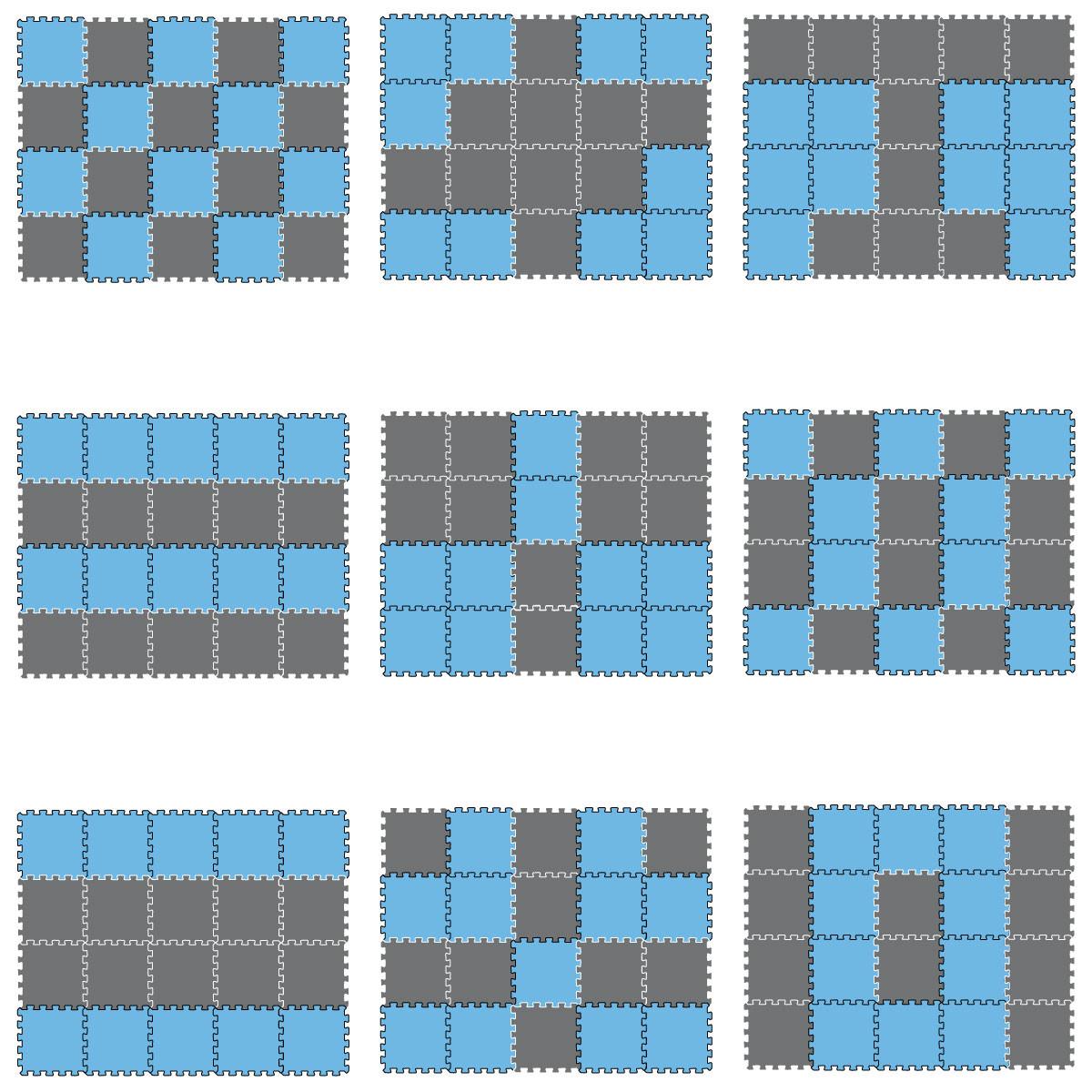 SPIELMATTE ab Null - 180/90/1 cm Puzzlematte Grau - Grau/Hellblau, Kunststoff (30/30cm) - Littletom